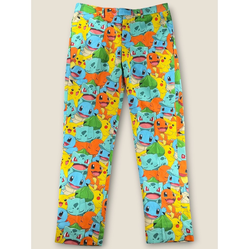 OppoSuits Pokemon Mens Dress Pants Pikachu Bulbasaur Squirtle Size 40 Novelty
